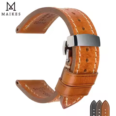 Luxury Handmade Watch Band Genuine Cow Leather Watch Strap With Butterfly Buckle Bracelet For Hamilt