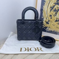 【經典款🩷】Dior lady四格黑色磨砂戴妃包 手提包 斜挎包