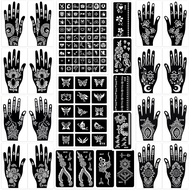 Henna Tattoo Stencils Kit 18 SheetsHenna stencils for hands Temporary Tattoo Stickers for Women and 