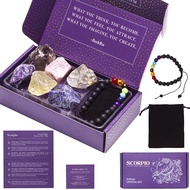 KARMABOX Scorpio Gifts Women - Scorpio Crystal Healing Stone Gift Set - 12 Zodiac Signs - Zodiac Gif