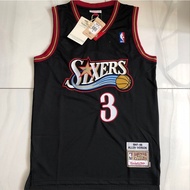 Full Embroidered Jersey Philadelphia 76ers No . 3 Allen Iverson Basketball Jersey Vest