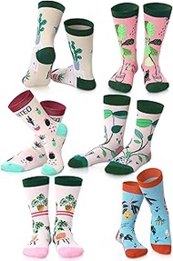 6 Pairs Plant Socks for Women Socks Novelty Gift for Plant Ladies New Year Christmas and Birthday, Bright Color, One Size