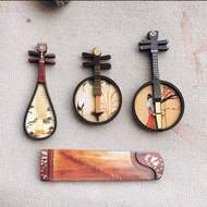 【CrystalMagnetics paling berkualitic】 magnet peti ais kayu gaya cina alat muzik souvenir ins