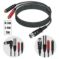 XLR Female to Dual 6.3mm Female One Point Two Audio Cable|3-Needle XLR to Big Three-Core Y-Type Spli