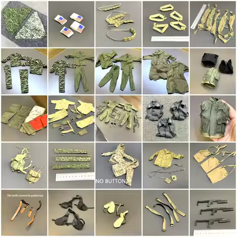 1:6 Scale WW2 German Russian US Marine Vietnam Army Uniform Coat Shirt Belt Bag Accessory For 12'' U