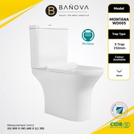 BANOVA / DOCASA Close-Couple WC Toilet Bowl S-Trap Wash Down Water Closet with Ceramic Cistern Tandas Duduk 10 Inch 250mm