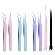 Macaron Manicure Clip Black Tweezers Rhinestone Straight Curved Jewelry Elbow Tools NailsMall