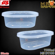 MS D1100 1100ml Microwaveable Oval Container & Lid [ 30sets± ] Bekas Durian - MS VENTURE D 1100 ml O