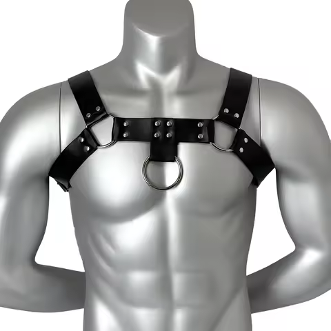 Fashion Men Leather Chest Harness Lingerie Adjustable Leather Body Bondage Strap Punk Club Costume C