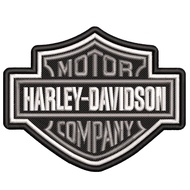 อาร์มปัก ฮาร์เลย์ เดวิดสัน Harley Davidson 7x9 cm. Black & White วัสดุตกแต่งผ้า อาร์มติดเสื้อ ตัวรีด