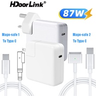 HdoorLink PD 87W USB C Super Charger Adapter Type-C To Mage-safe 1/2 Fast Charging Cable UK US Plug 