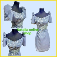 ♒ ✲ ◵ Modern filipiniana midi dress for graduation or for sponsor dress