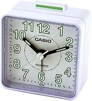 (White) - Casio Travel Bedroom Bedside Alarm Clock + Free Battery - White Tq140-7