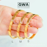 【GWA】(13cm-19cm) Bangle Four Flower Gelang Tangan Emas Titanium Tahan Karat dan Luntur Bracelet Stai