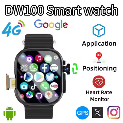 2025 DW100 4G Android Smartwatch Global Calling Fingerprint Unlock 2.29 Inch AMOLED 4G SIM Video Cha