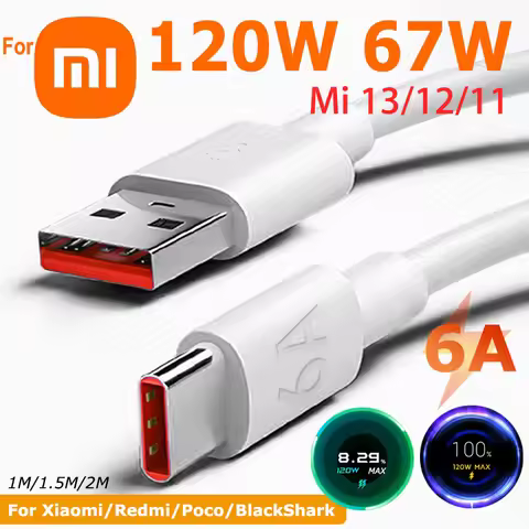 Xiaomi 120W 67W 33W Original USB Type C Cable Turbo Fast Charger Cord Mi 14 13T 12 11 Pro Redmi Note