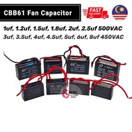 CBB61 Fan Capacitor 1uf 1.2uf 1.5uf 2uf 2.5uf 500VAC 3uf 3.5uf 4uf 4.5uf 5uf 6uf 8uf 450VAC Kapasito