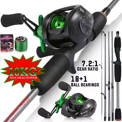 Sougayilang Fishing Rod Combo 1.7m Carbon Fiber Casting Rod and Baitcasting Reel with Free Pe Line M