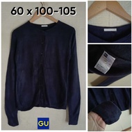 GU Cardigan by UNI Dark Navy O Neck Size M Women's Knit D010