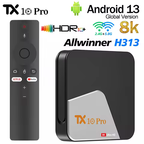 TX10PRO TV Box Android13 Allwinner H313 2GB RAM 8GB ROM USB BT Wifi 8K HDR Media Player Smart Set To