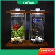 Teekland Desk Fish Tank Small Aquarium Plant Terrarium Bamboo and Wood Ecological Fish Tank for Home Table Top Office Garden Decor
