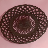 plastic rattan plate 1 dozen - piring rotan 1lusin tempat makan