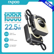 Rapoo Power Bank RPM10 10000mAh 20W Fast Charging Powerbank Built in Cables Portable Charger Externa