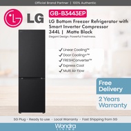 LG 344L Bottom Freezer Refrigerator with Smart Inverter Compressor (Matte Black / Prime Silver) (GB-