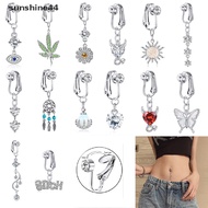 shine 1Pc Fake Belly Button Ring Fake Clip On Belly  Non  Navel Ring shine