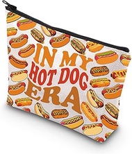 WSNANG In My Hot Dog Era Makeup Bag Hot Dog Lover Zipper Pouch Hot Dog Squad Cosmetic Bag Hot Dog Gi