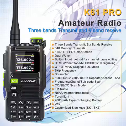 Baofeng K61 PRO K61pro 65-600MHz Multi-Band 640Ch Scrambler Dual Watch Frequency Sweep Amateur FM VO