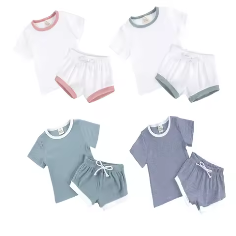 2026 Summer Newborn Baby Boys Girls Tshirt Short Suits 2pcs Children Clothes Short Sleeve T-shirts+S