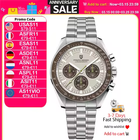 PAGANI DESIGN 2026 New Saturn Men's Watches Top Luxury Quartz Watch Men Light Tan Chronograph AR Sap