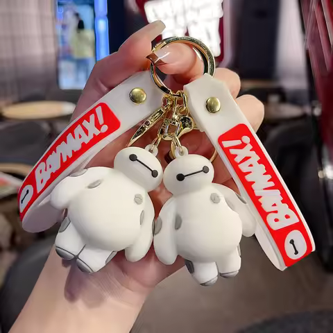 Disney Super Cute Baymax Returns Keychain - Big Hero 6 Design Car Key Ring Cartoon Figurines Car Key