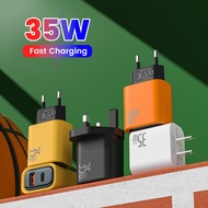 Elough 35W Dual Ports USB Type C Charger Fast Charging PD QC 3.0 Wall Charger Adapter