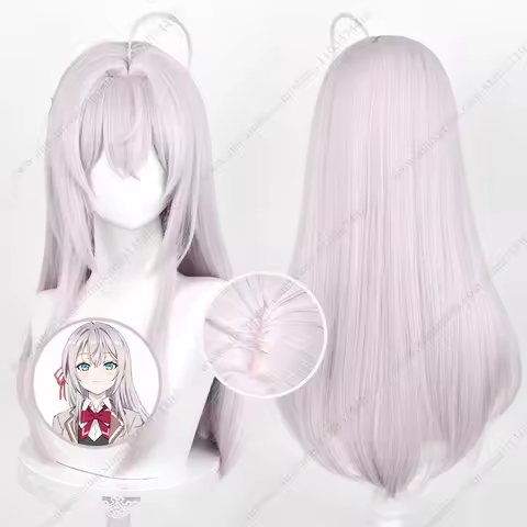 Alisa Mikhailovna Kujou Cosplay Wig 60cm Long Grey Pink Heat Resistant Synthetic Hair