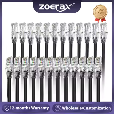 ZoeRax RJ45 CAT6A CAT6 Ethernet Patch Cable 0.5/1/2FT(24PCS) 10G 550MHZ 28AWG POE Lan Cable for Patc