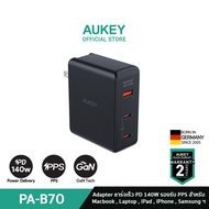 AUKEY PA-B7O หัวชาร์จเร็ว 140W Omnia II Mix 3 Port With GaN PD 3.1 Charger Power Tech หัวชาร์จเร็ว iPhone 14/13/12 Series สำหรับ iPhoneAndroidLaptop เทคโนโลยี PD3.1 รุ่น PA-B7O
