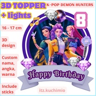 Kuchimio 3D Topper Lights Kpop Demon Hunters birthday huntrix golden toper birthday cake topper hunt
