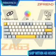 Zifriend ZA63 Wireless 60% layout Mechanical Keyboard Hot Swappable RGB Backlit Gaming Keyboard