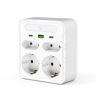 Wall Socket Power Strip with 4 AC Outlets 2 USB Ports 1 Type-C EU Plug Charger Electrical Switch For