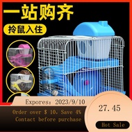 🦄SG🐏Hamster Cage Small Pastoral Hamster Cage Oversized Villa Portable Takeaway Sawdust Food Basin Running Wheel Hamster