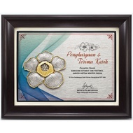 9" x 11" Award Plaque : Plaque Appreciation (Penghargaan) - Pewter Rafflesia