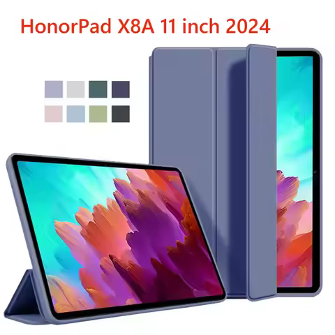 For Honor Pad X8A NDL-W09 11 inch 2024 Leather Soft Silicone Back Stand Cover For HonorPad X8A 2024 