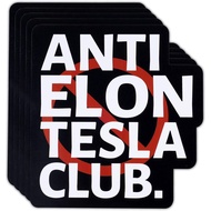 5pcs Anti Elon Tesla Club Stickers, 6.69x6.29 Inch Anti Elon Musk Bumper Vinyl Decals Self-Adhesive 