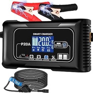 20A Car Battery Charger 12V/24V with Charger for LiFePO4 & Lead-Acid Batteries (AGM, Gel, MF, EFB, S
