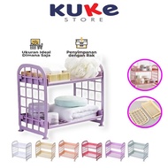 KUKE Mini Plastic Shelf Mini 2-Tier Shelf/ 2-Tier Mini Table Shelf/ Multipurpose Table Shelf/