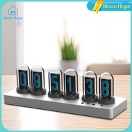 Moon Hope Nixie Tube Clock หลอดเรืองแสงนาฬิกาดิจิตอลนาฬิกาเตือนเครื่องประดับตั้งโต๊ะโคมไฟล้อมรอบสำหร