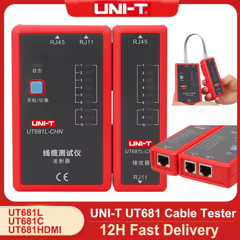 UNI-T UT681L HDMI Cable Tester Tracker, RJ45 Network Cable, LED Status Display, 9V Stacked Battery, 