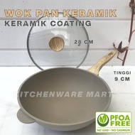 Ceramic Wokpan 28 cm Glass Lid Wok Ceramic PFOA FREE - Ceramic Pan Fry Pan
